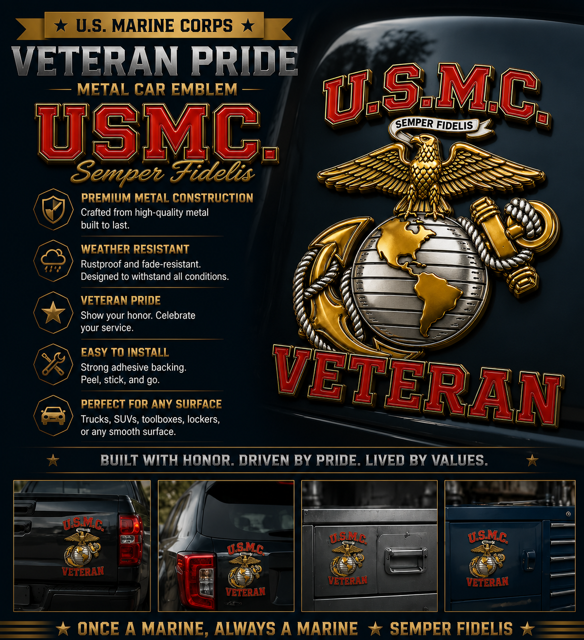 🇺🇸 Last Day Promo: 49% OFF 🎖️U.S. Marine Corps Veteran Car Emblem Metal Badge🔥Buy 2 Free Shipping Today✈️