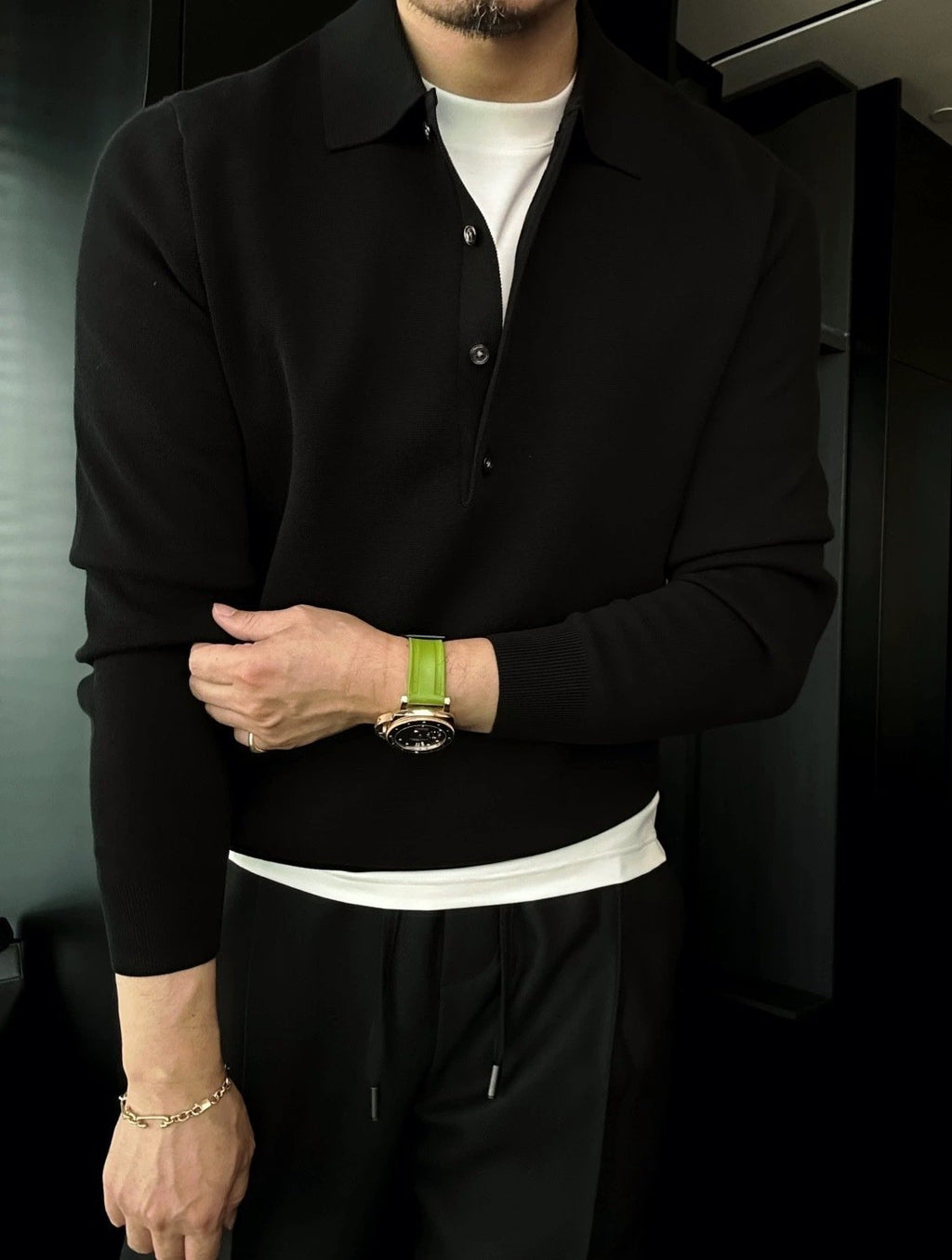 UrbanKnit – Men’s Long Sleeve Polo Knit Sweater