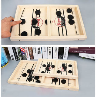 Precision Puck Battle: Wooden Ice Hockey Game marnetic