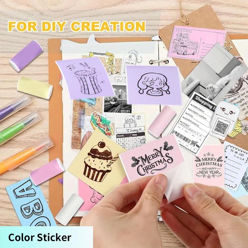 🌈Christmas Hot Sale 49% OFF - Portable Mini Printer , With 5 thermal papers + 5 self-adhesive papers + 3 colored papers + colored pens
