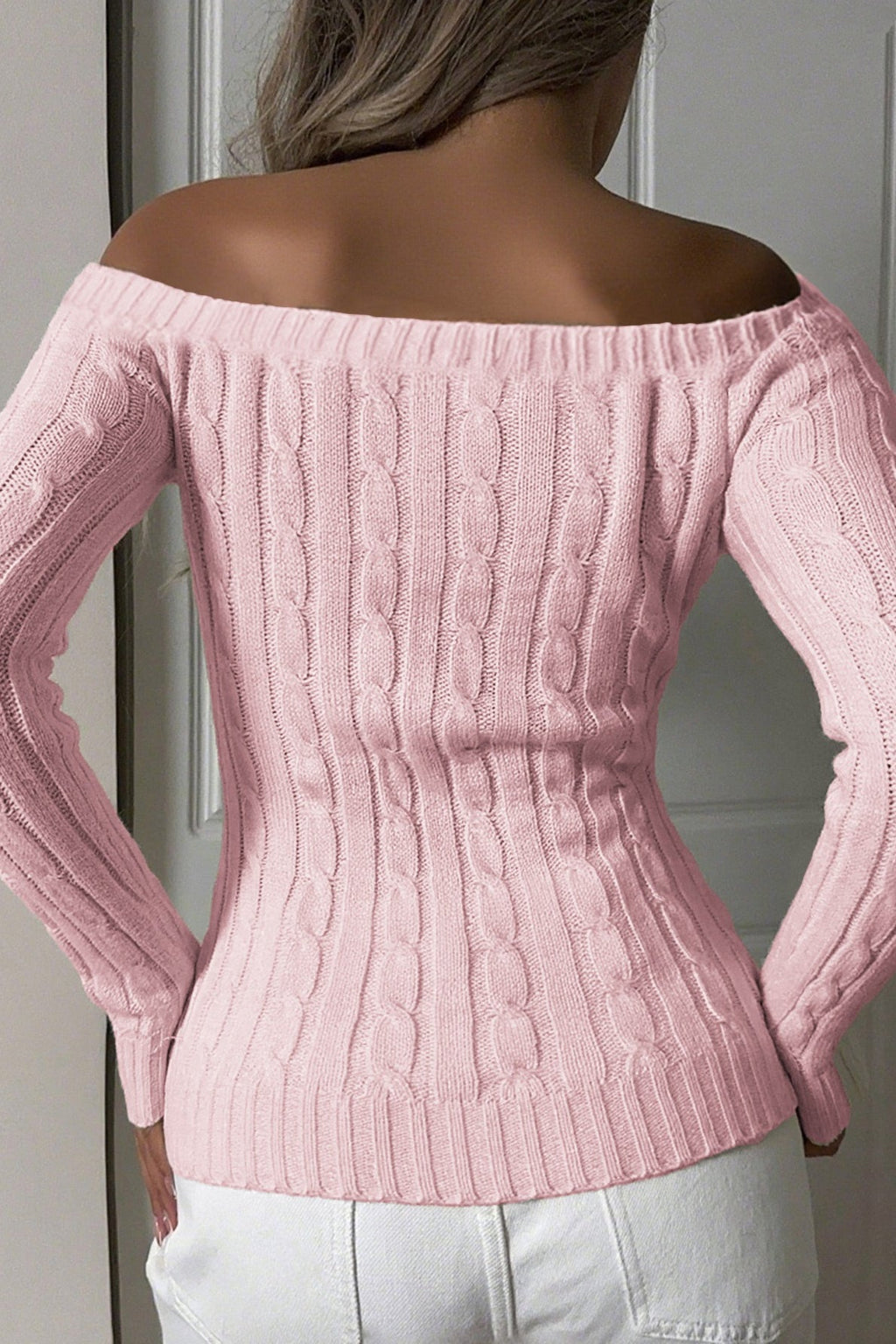 VelourFit – Slim Fit Off-Shoulder Sweater