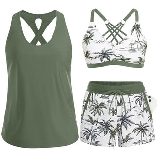 🏖️LAST DAY SALE 49% OFF 🔥Aqua Eve Three Piece Tankini with Shorts🩱