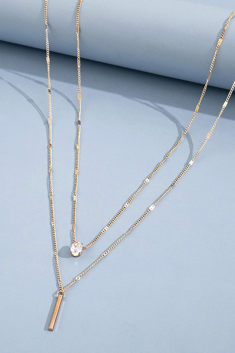 GlimmerFall – Rhinestone Tassel Stacking Necklace
