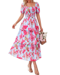 BloomBelle – Vintage Floral Smocked Dress