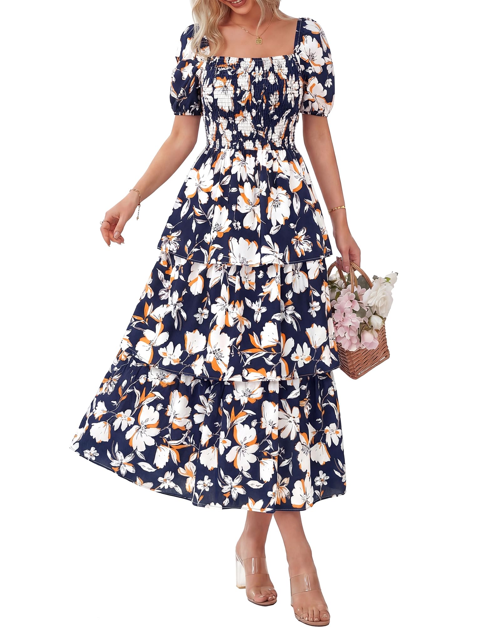 BloomBelle – Vintage Floral Smocked Dress