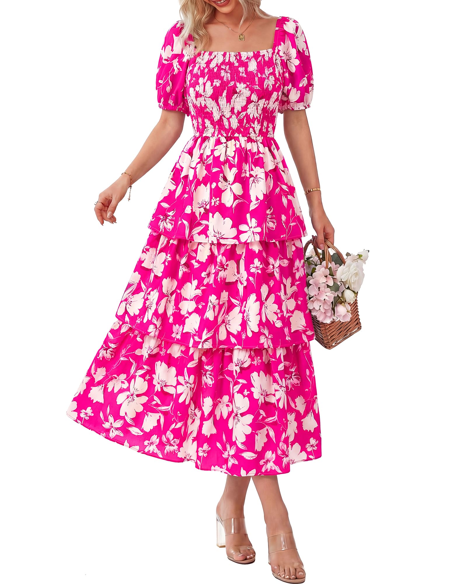 BloomBelle – Vintage Floral Smocked Dress