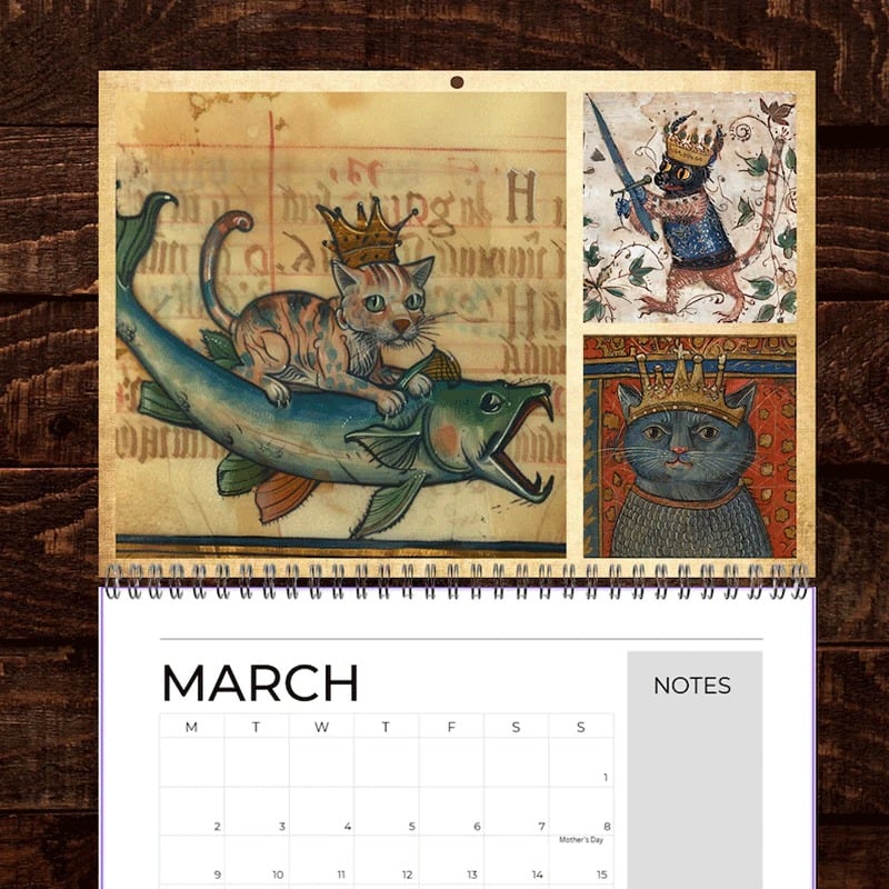 Meowjesty - A Medieval Cat Art Calendar 2026
