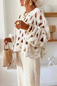 Crochet Knit Hollow Out Pullover Sweater