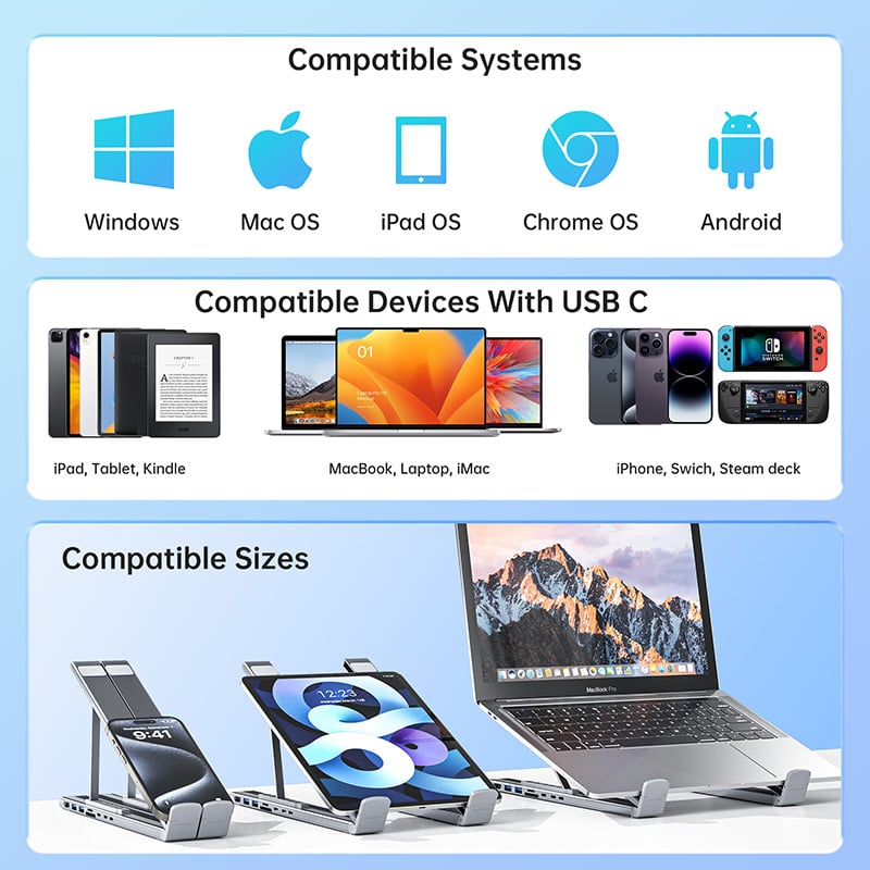 FlexPort – Foldable 8-in-1  USB-C Laptop Stand