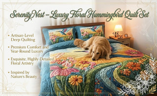 SerenityNest – Luxury Floral Hummingbird Quilt Set