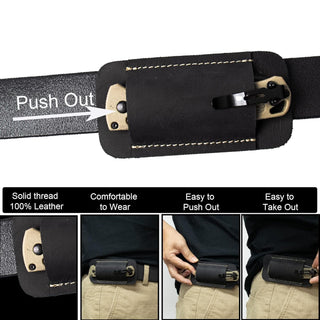 Retro belt carrying leather knife scabbard horizontally