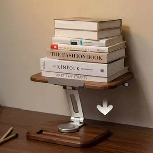 RotateLift™ Black Walnut Aluminum Alloy Book and Laptop Stand marnetic