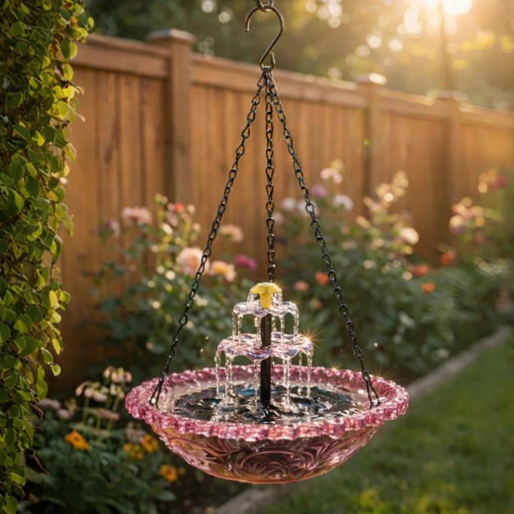 SolarCascade – Hanging Bird Bath Fountain