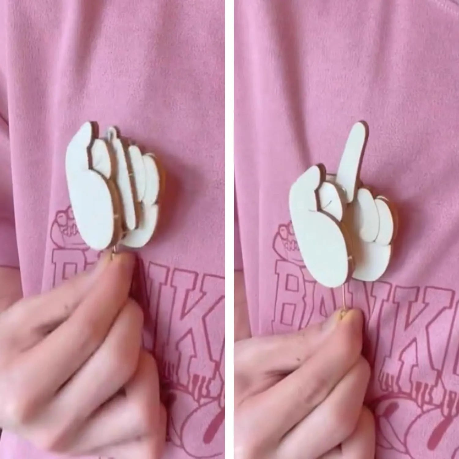 PokePin – Funny Wooden Finger Brooch