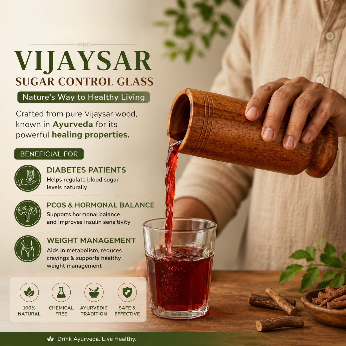 VijayaWell – Vijaysar Wood Wellness Glass