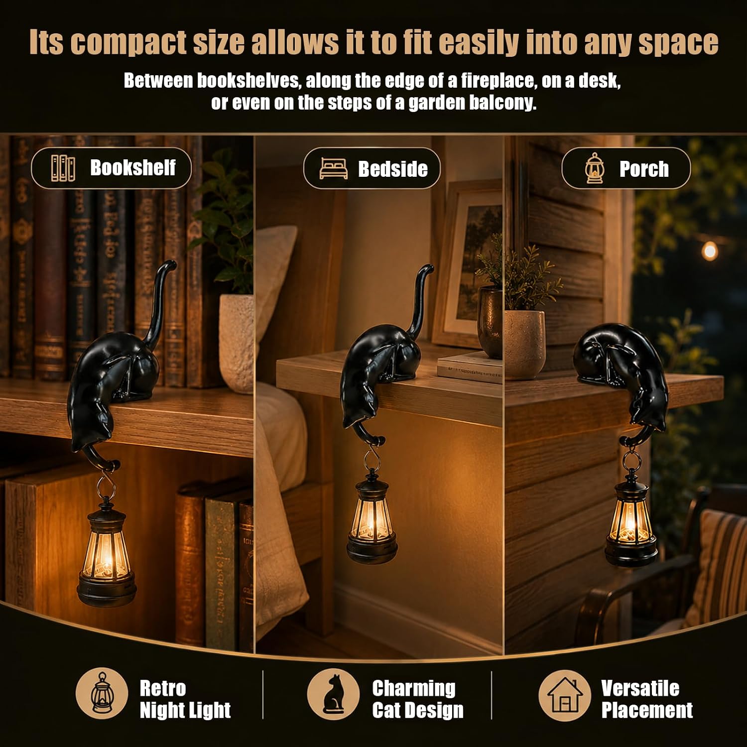 WhiskerGlow – Warm LED Cat Shelf Night Light