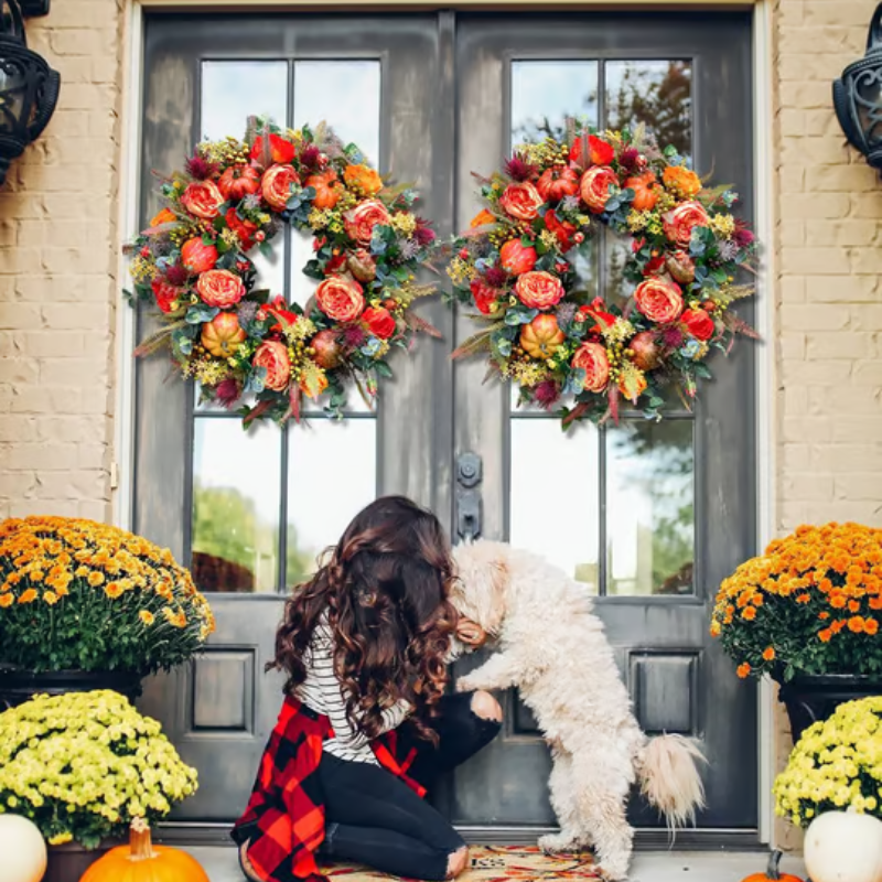 DoorDelight - Enchanting Peony & Pumpkin Wreath