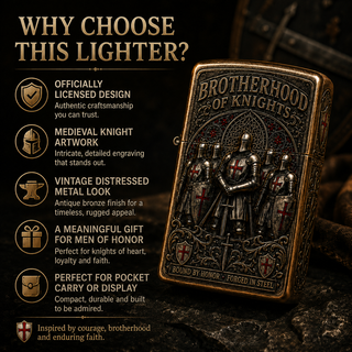 KnightFlame – Premium Medieval Brotherhood Windproof Lighter