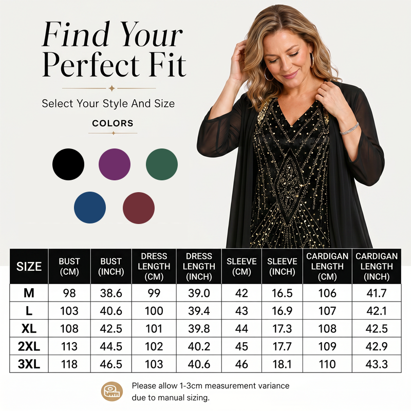 GraceLuxe – Elegant V-Neck Dress & Sheer Jacket Set