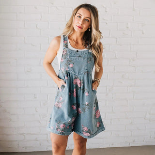 RetroBloom – Vintage Floral Denim Jumpsuit