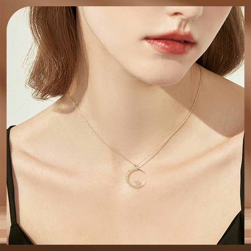LunaGlow – Bright Night Moon & Star Necklace