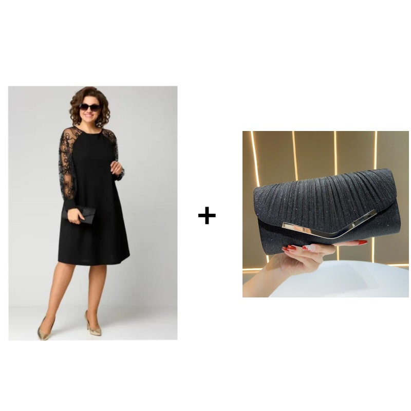 LuxeStitch – Stylish Patchwork Long Sleeve Dress