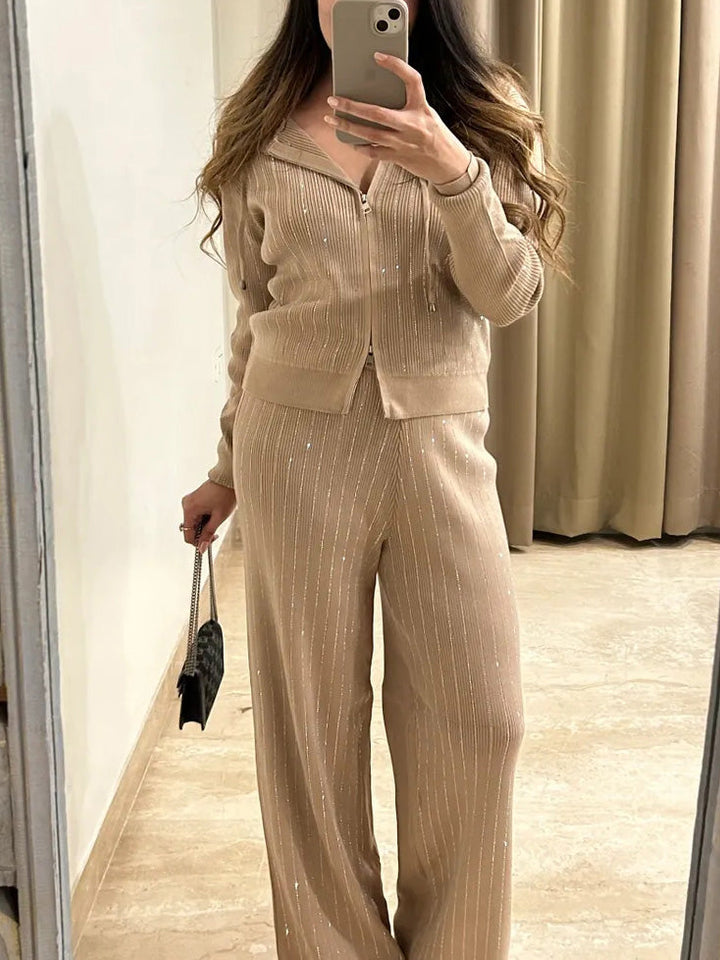 ShimmerSoft - Luxe Hooded Knit Set – Cozy, Sleek & Stylish