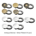Silver finish + antique bronze finish (10-piece set)