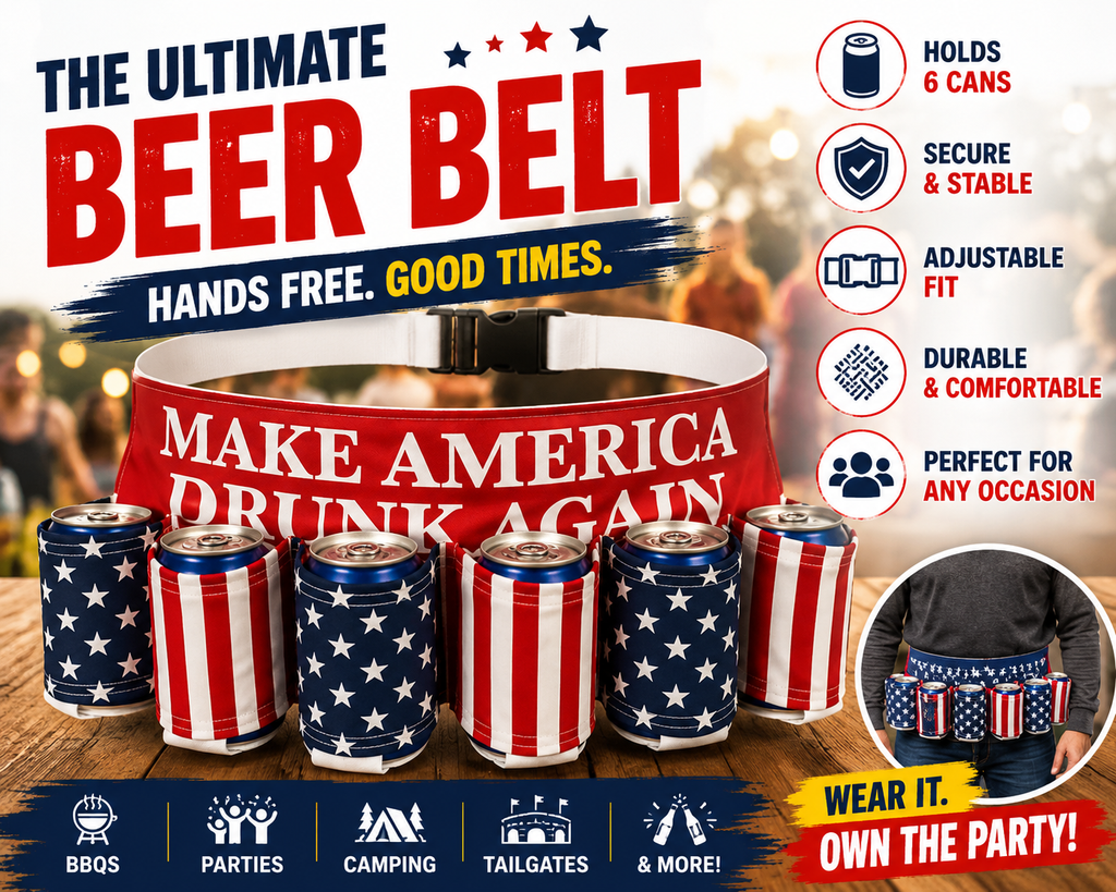 DrinkMate – Adjustable 6-Can Beverage Holster Belt