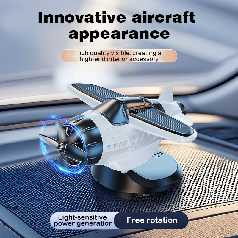 SkySpin – Retro Solar Airplane Dashboard Ornament