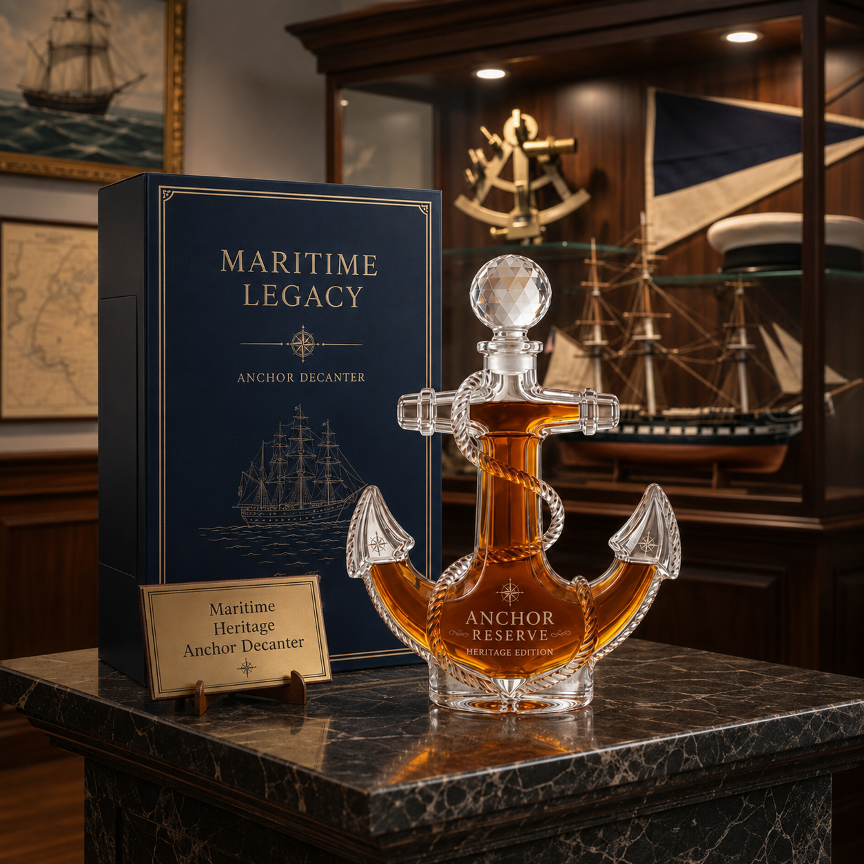 AnchorCrest – Premium Nautical Glass Decanter