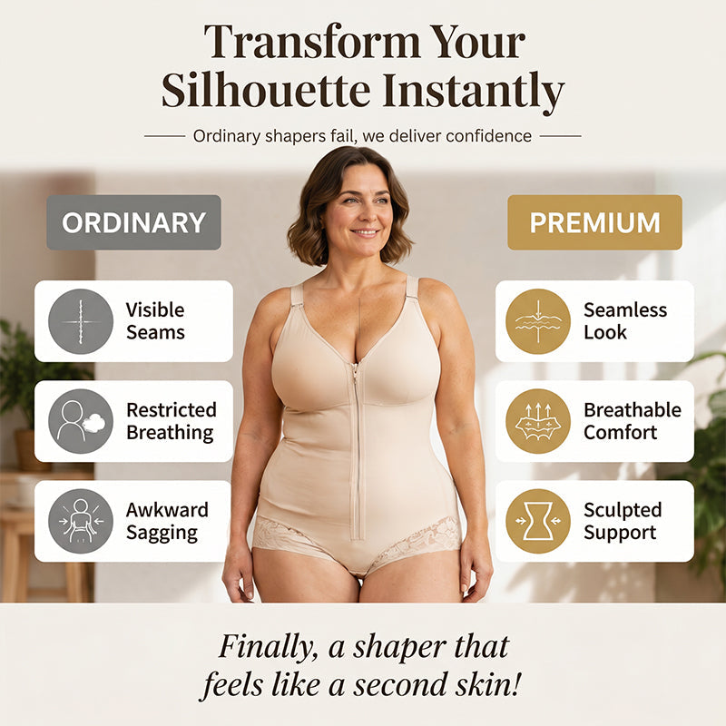 CurveLux – 360° Sculpt Zip-Up Shapewear Bodysuit