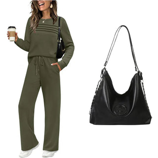RelaxFit – Women's Crew Neck & Drawstring Pants Loungewear Set