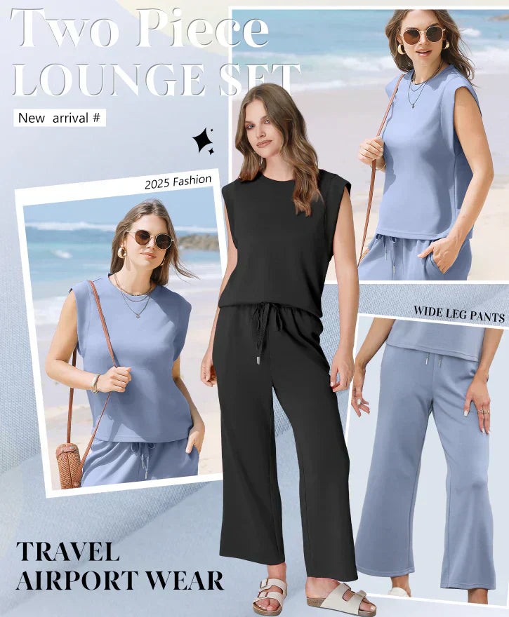 EffortlessEase - Sleeveless Top & Wide-Leg Pants Set