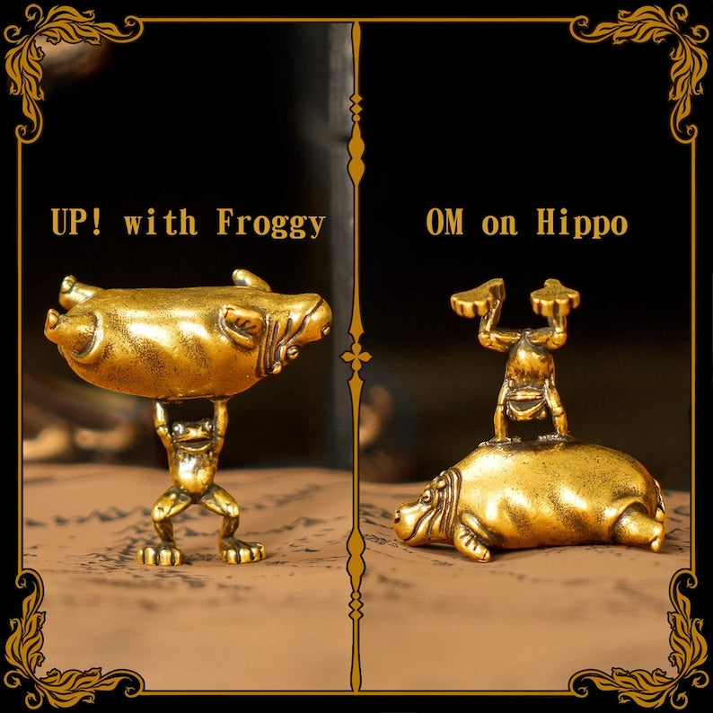 CourageCraft – Reversible Frog & Hippo Brass Figurine