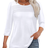 LuxeDrape - Elegant Pleated Front T Shirt