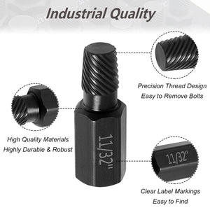 TorqueOut – Professional Broken Bolt Extractor Set - 10-Piece Screw Extractor Kit