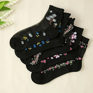 PetalSoft – Women’s Floral Pattern Comfort Glass Socks