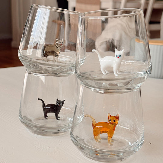 FelineElegance - Cat Figurine Glassware