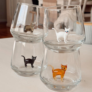 FelineElegance - Cat Figurine Glassware