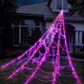 SpookGlow – Giant Purple LED Spider Web Lights