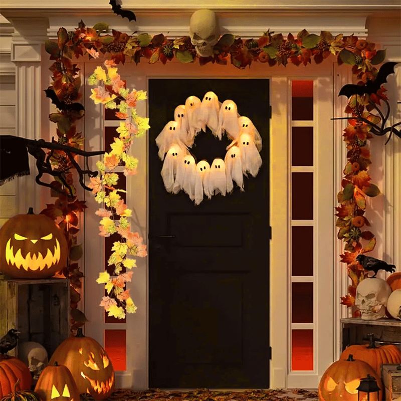 👻Halloween Glowing Ghost Wreath