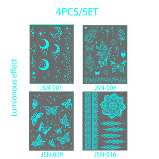 🔥Waterproof Blue Luminous Butterfly Tattoo Stickers - Temporary Body Art for Music Festivals & Parties