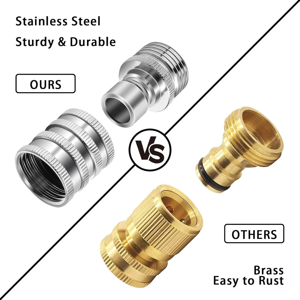 AquaLatch - Heavy-Duty Stainless Steel Garden Hose Connect Set