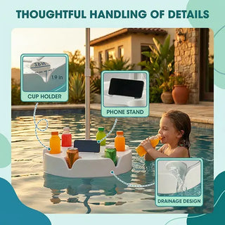 Floating Pool Umbrella with Bar and Base