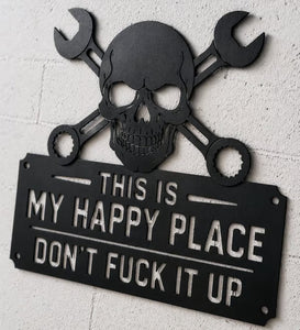 💀🛠️"This Is My Happy Place" Metal Wall Art Sign🔥