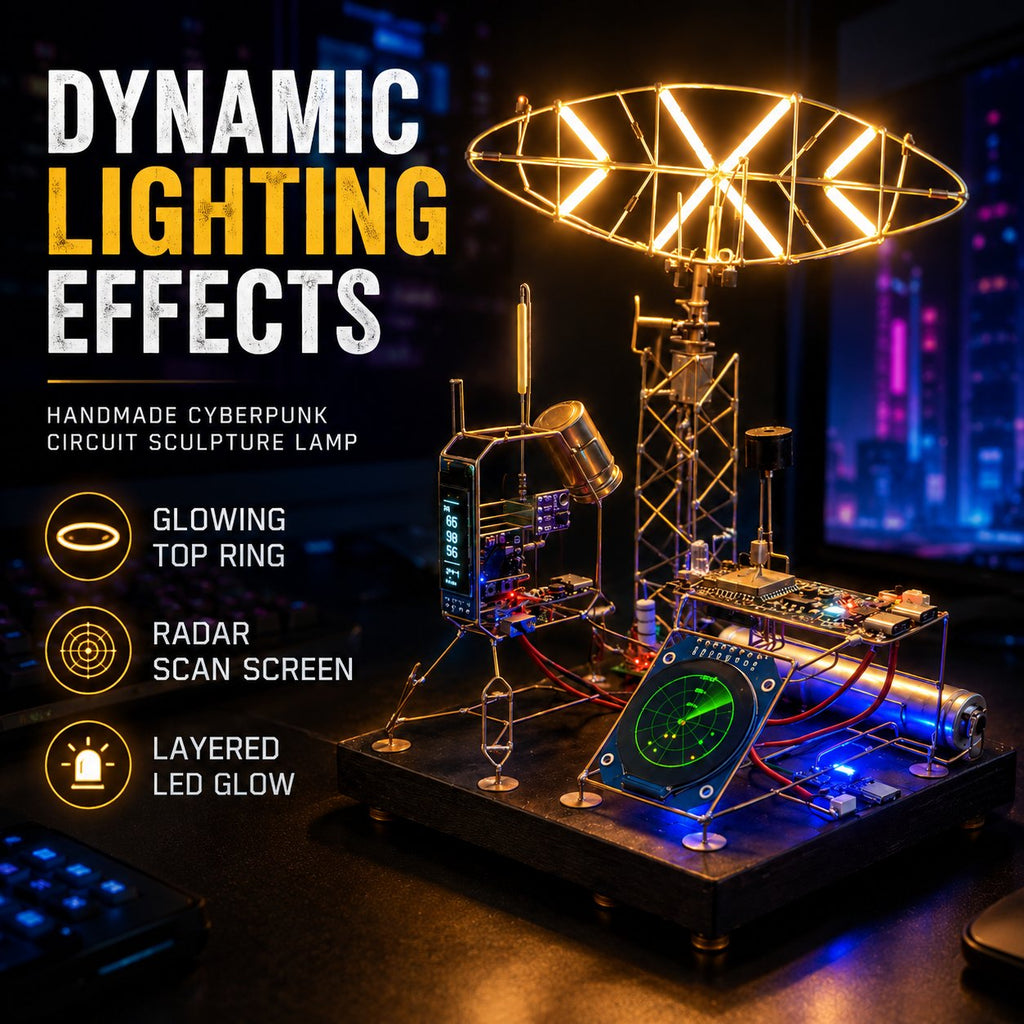 Handmade Cyberpunk Circuit Sculpture Lamp
