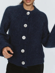 StyleNest – Casual Long Sleeve Navy Cardigan