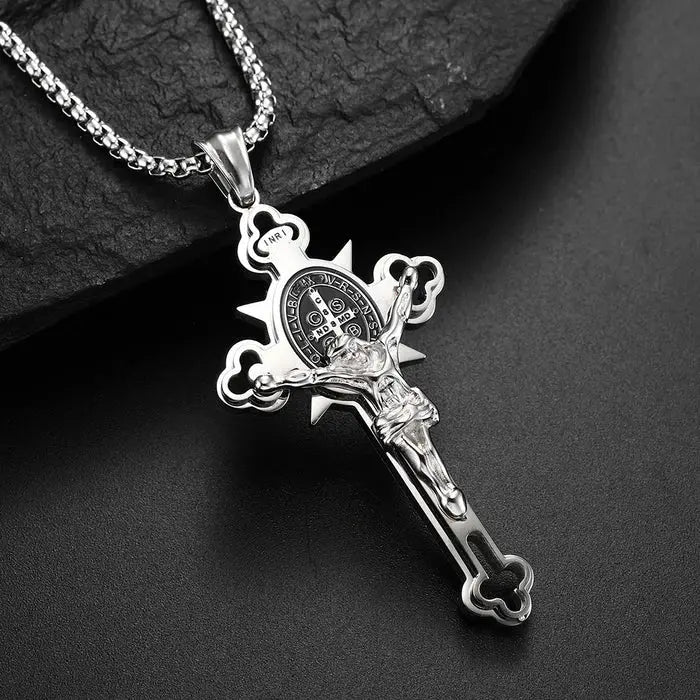 🙏ST.Benedict Protection Cross Power Pendant Necklace Marnetic