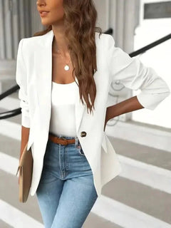 SleekForm – Solid Lapel Collar Office Blazer